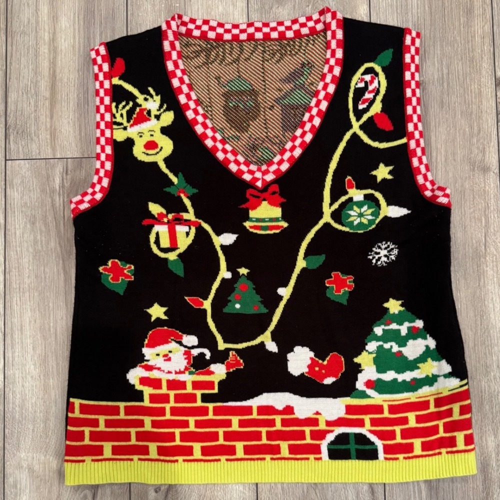 Womens XXL Ugly Christmas Sweater Vest Santa Reindeer Snowman Holiday Knit